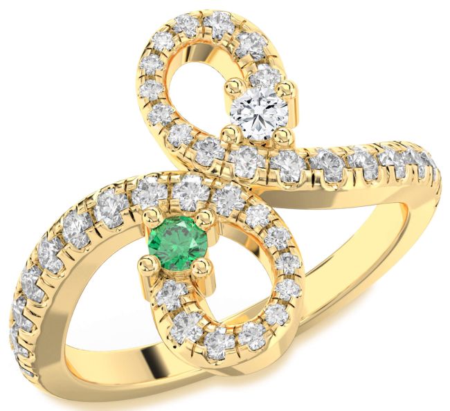 Diamond Gold Infinity Round Two Stone Pave Promise Ring