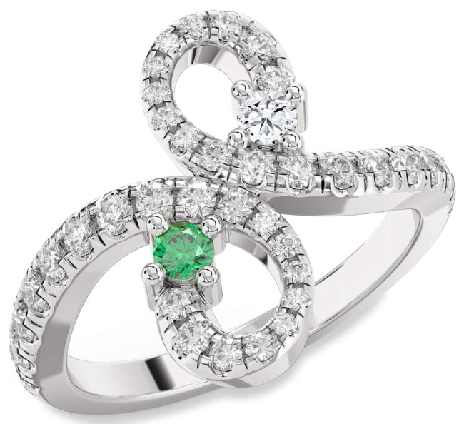 Diamond Platinum Infinity Round Two Stone Pave Promise Ring