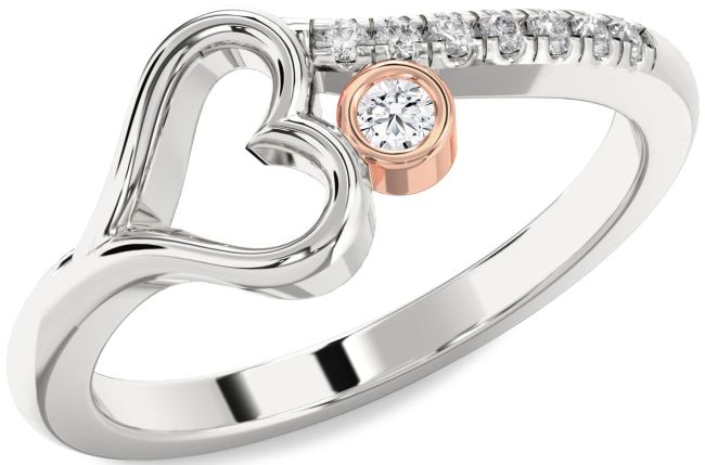 Diamond White Rose Gold Heart Promise Ring