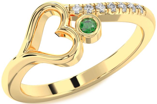 Diamond Emerald Gold Silver Heart Promise Ring