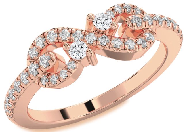 Diamond Rose Gold Infinity Round Two Stone Ring