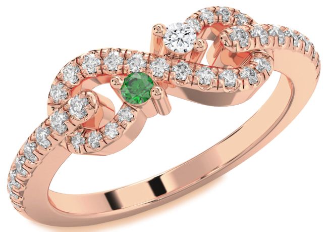 Diamond Rose Gold Infinity Round Two Stone Promise Ring