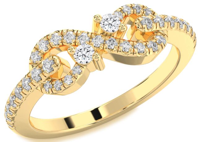 Diamond Gold Silver Infinity Round Two Stone Ring
