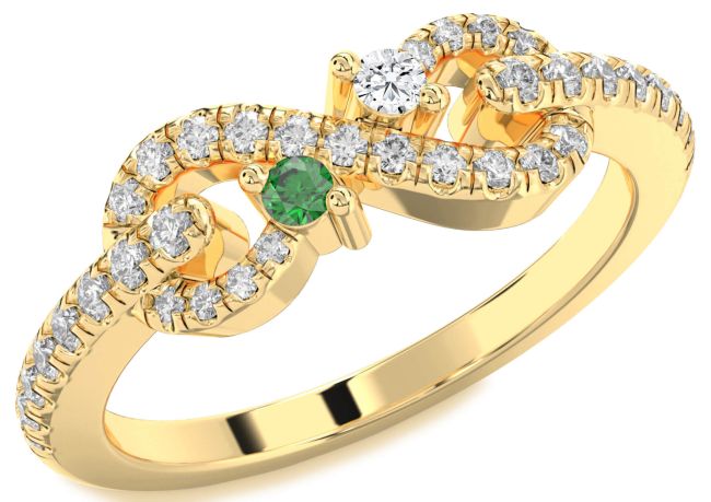Diamond Gold Silver Infinity Round Two Stone Promise Ring