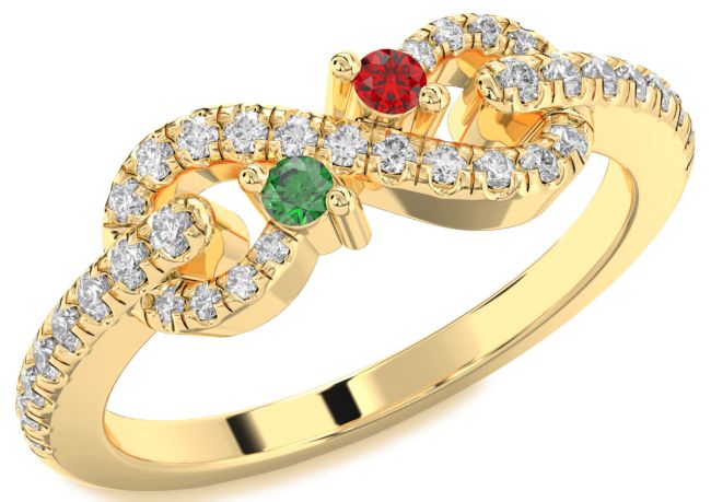 Diamond Gold Infinity Round Two Stone Promise Ring