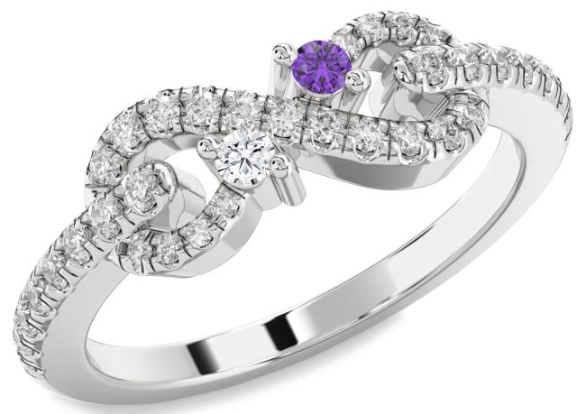 Diamond White Gold Infinity Round Two Stone Promise Ring