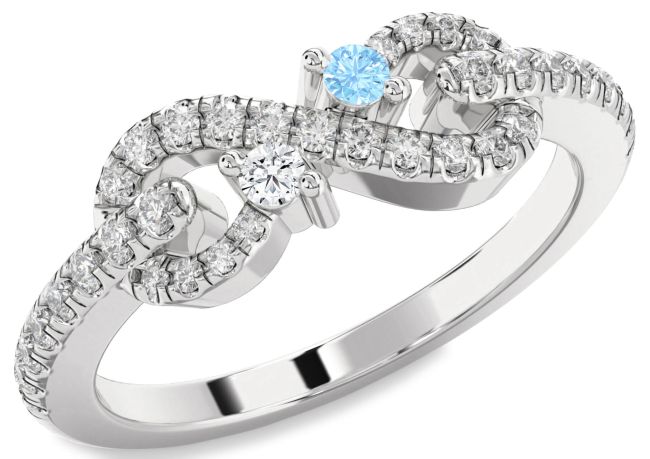 Diamond Silver Infinity Round Two Stone Promise Ring