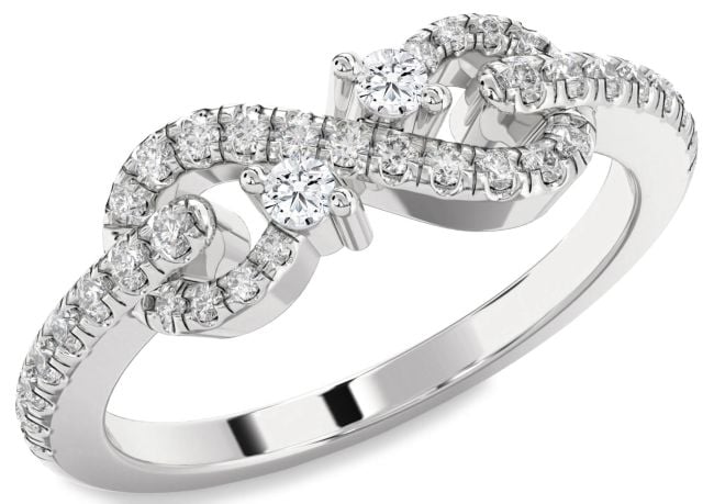 Diamond Platinum Infinity Round Two Stone Ring