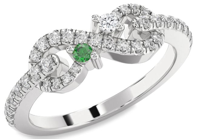 Diamond Platinum Infinity Round Two Stone Promise Ring
