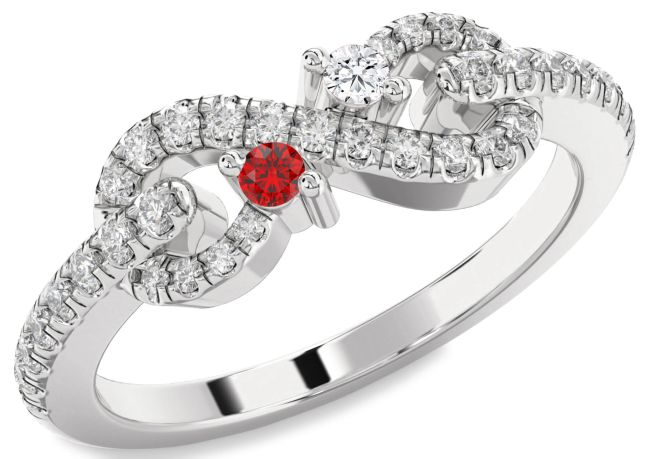 Diamond Silver Infinity Round Two Stone Promise Ring