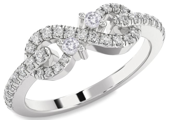 Salt & Pepper Diamond Platinum Infinity Round Two Stone Ring