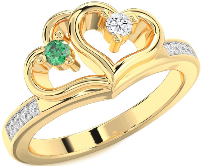 Diamond Gold Heart Two Stone Promise Ring