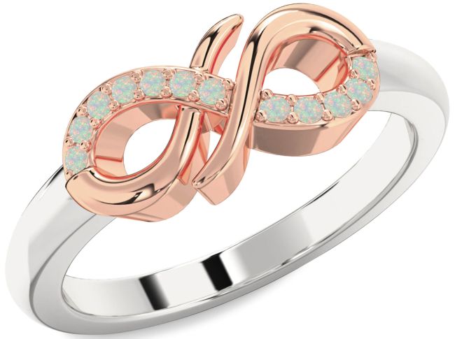 Opal Silver & 10K Rose Gold Infinity Ring