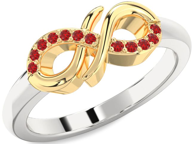 Ruby Gold Silver Infinity Ring
