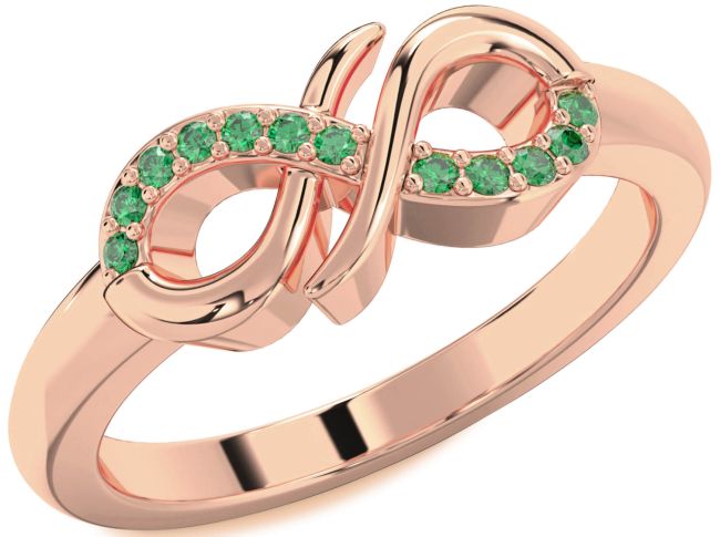 Emerald Rose Gold Infinity Ring