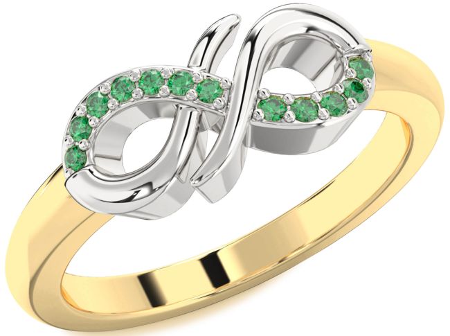 Emerald Gold Silver Infinity Ring