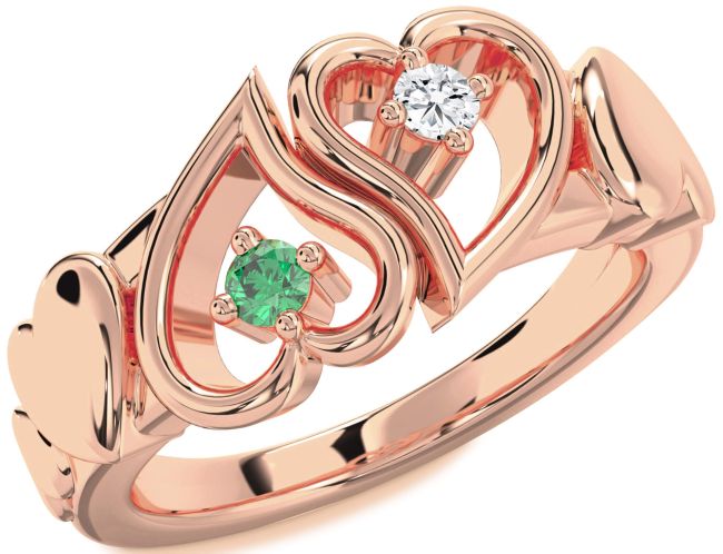 Rose Gold Heart Two Stone Promise Ring