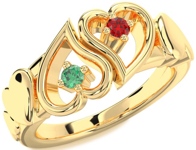 Gold Heart Two Stone Promise Ring