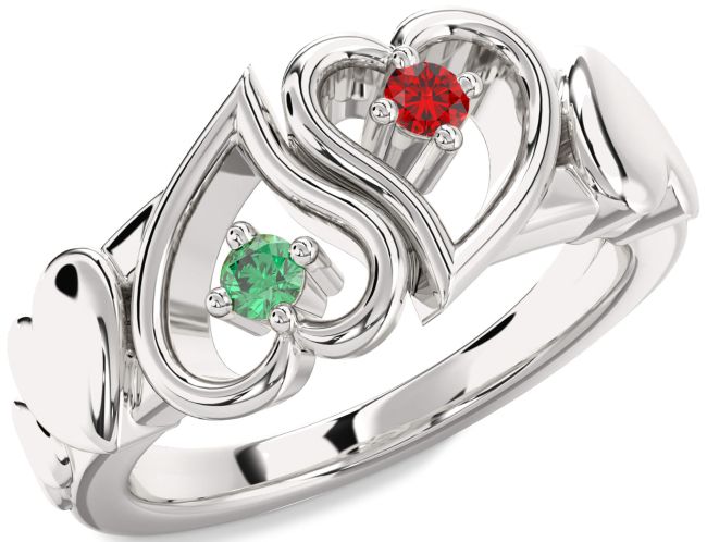 Silver Heart Two Stone Promise Ring