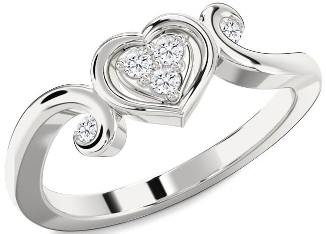 Diamond Silver Heart Ring