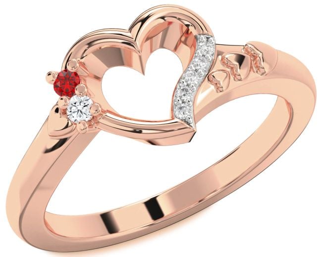 Diamond Rose Gold Heart Two Stone Promise Ring