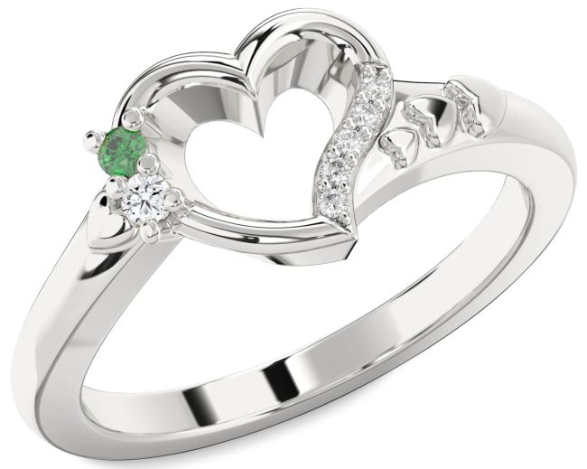 Diamond Platinum Heart Two Stone Promise Ring