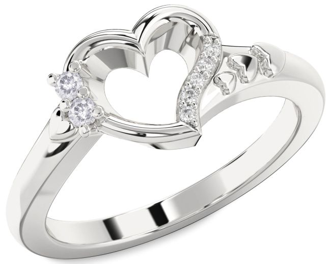 Salt & Pepper Diamond Platinum Heart Two Stone Ring