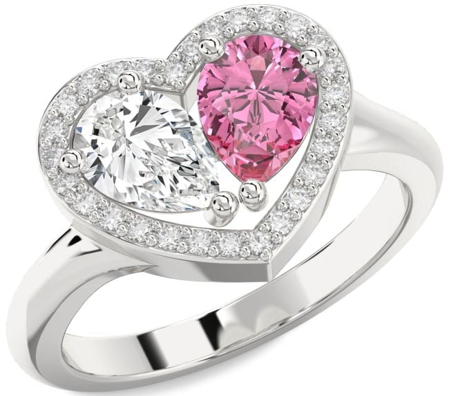 Diamond White Gold Heart Two Stone Promise Ring
