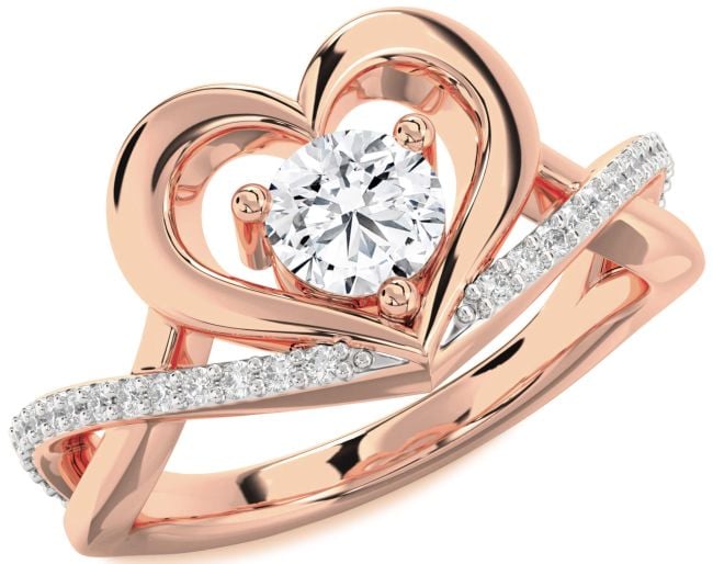 Diamond Rose Gold Heart Solitaire Engagement Ring