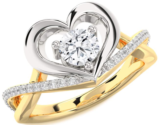 Diamond Platinum & Yellow Gold Heart Solitaire Engagement Ring