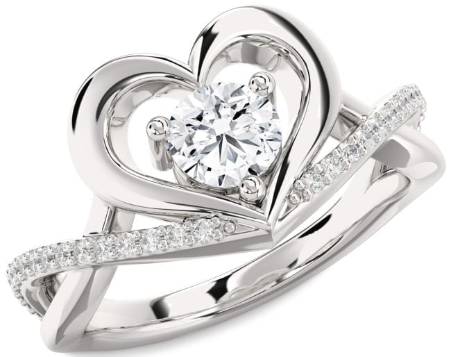 Diamond White Gold Heart Solitaire Engagement Ring