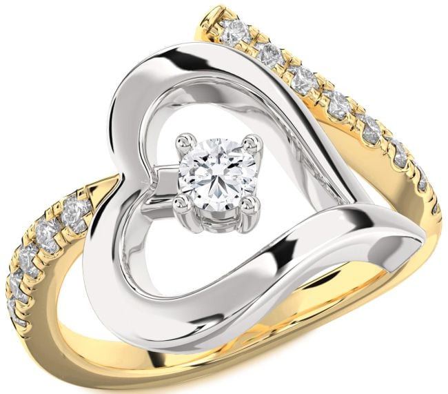 Diamond Gold Silver Heart Promise Ring