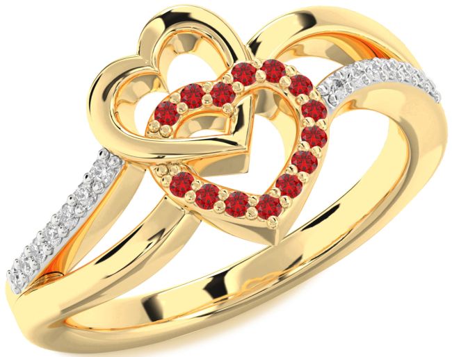 Diamond Ruby Gold Heart Ring