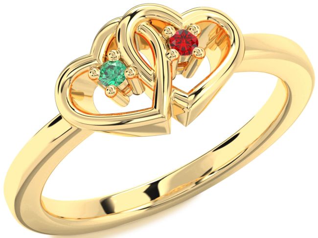 Gold Heart Two Stone Promise Ring
