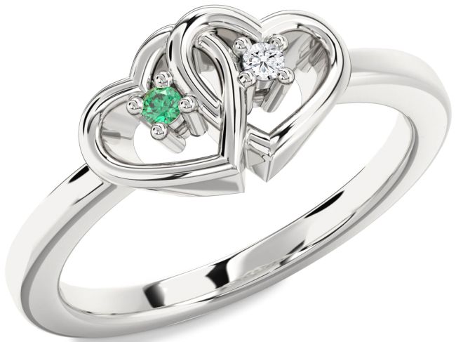 Platinum Heart Two Stone Promise Ring