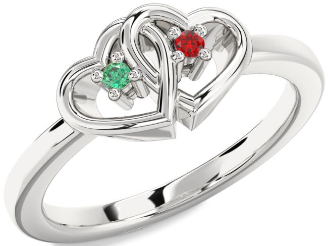 Platinum Heart Two Stone Promise Ring
