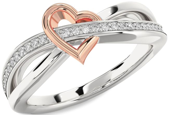 Diamond Platinum & Rose Gold Heart Ring