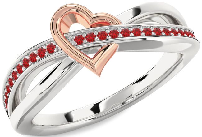 Ruby Rose Gold Silver Heart Ring