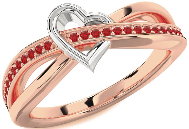Ruby Rose Gold Silver Heart Ring