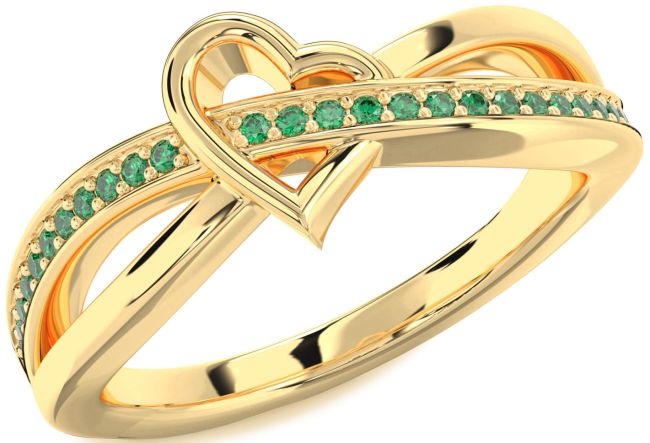 Emerald Gold Heart Ring