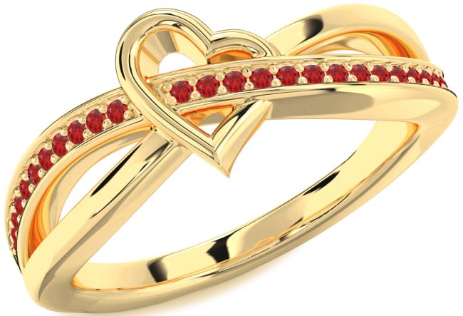 Ruby Gold Heart Ring