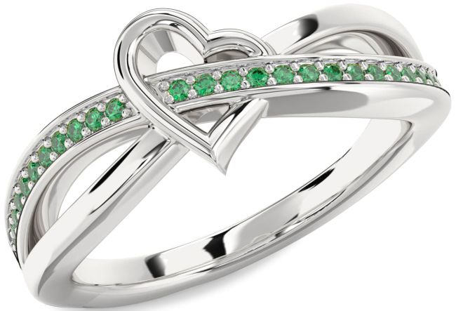 Emerald Platinum Heart Ring