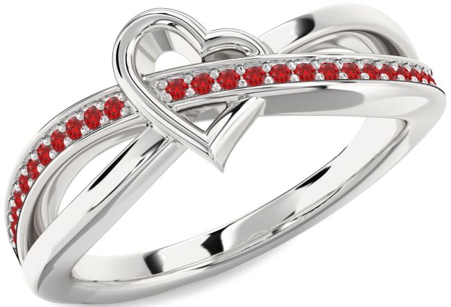 Ruby Platinum Heart Ring