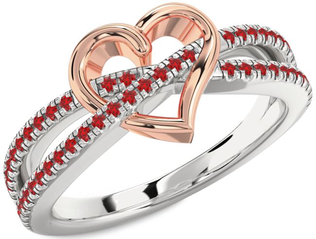 Ruby Platinum & Rose Gold Heart Ring