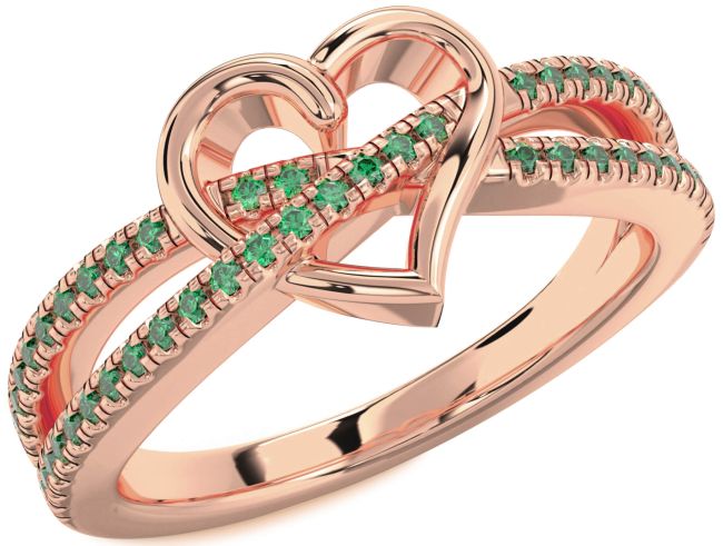 Emerald Rose Gold Heart Ring