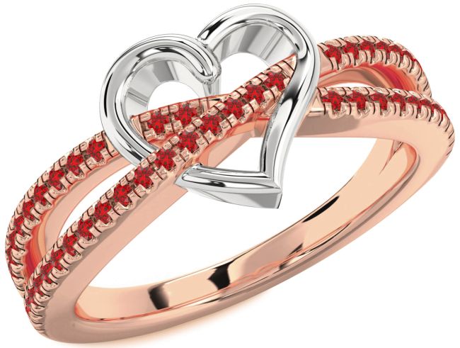 Ruby Rose Gold Silver Heart Ring