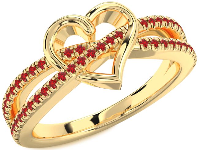 Ruby Gold Heart Ring