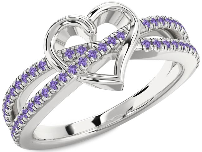 Alexandrite Silver Heart Ring