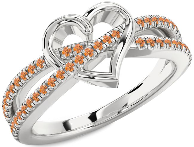Citrine Silver Heart Ring
