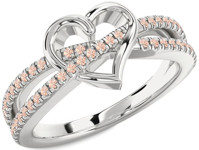 Morganite Silver Heart Ring